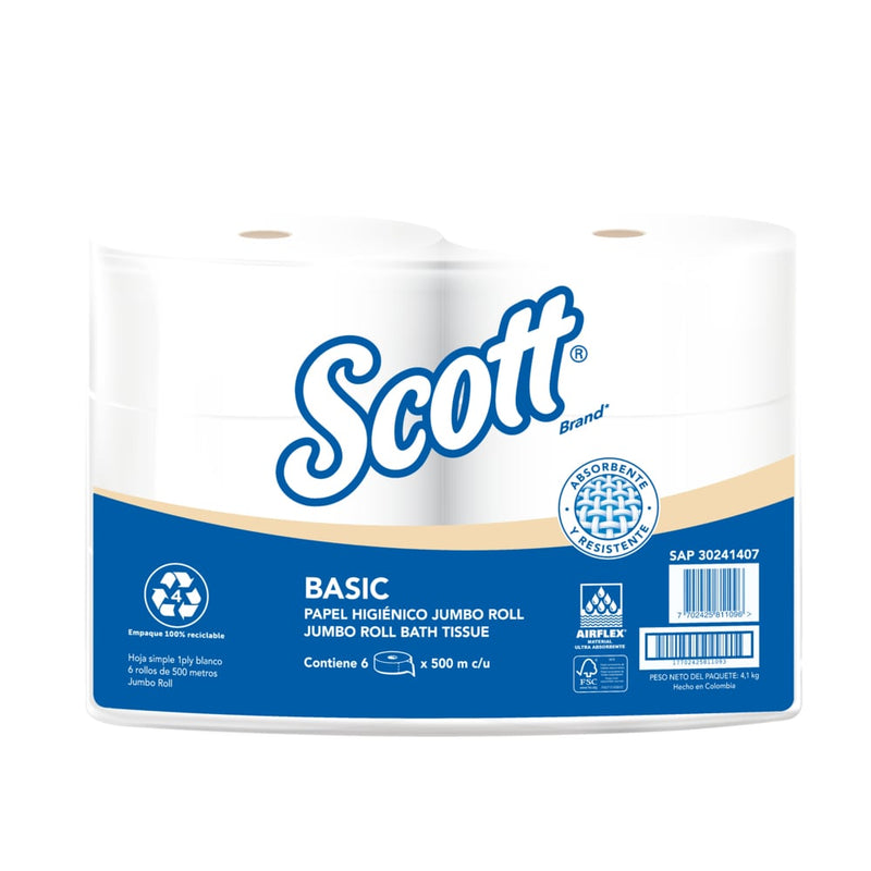 Papel higienico Scott JRT  - (6 rollos de 500metros)