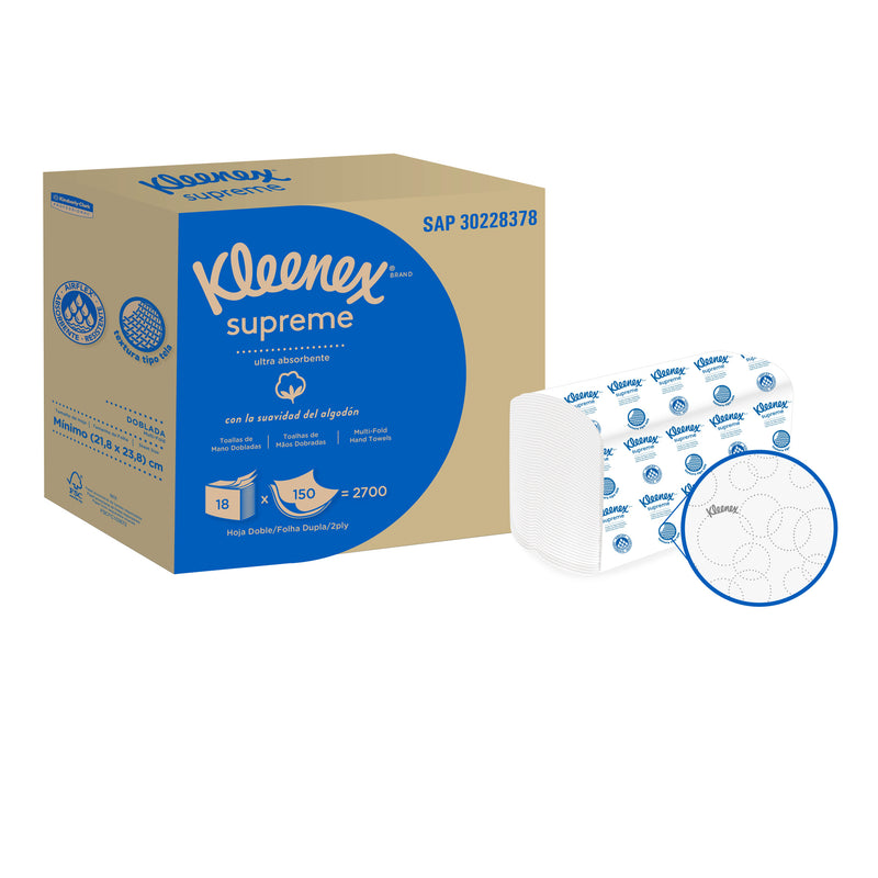 Toallas Interfoliada Kleenex Supreme Doble Hoja - (18 Pack de 150hjs)