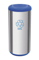 Basurero Acero Inoxidable Azul 40 Litros Reciclaje