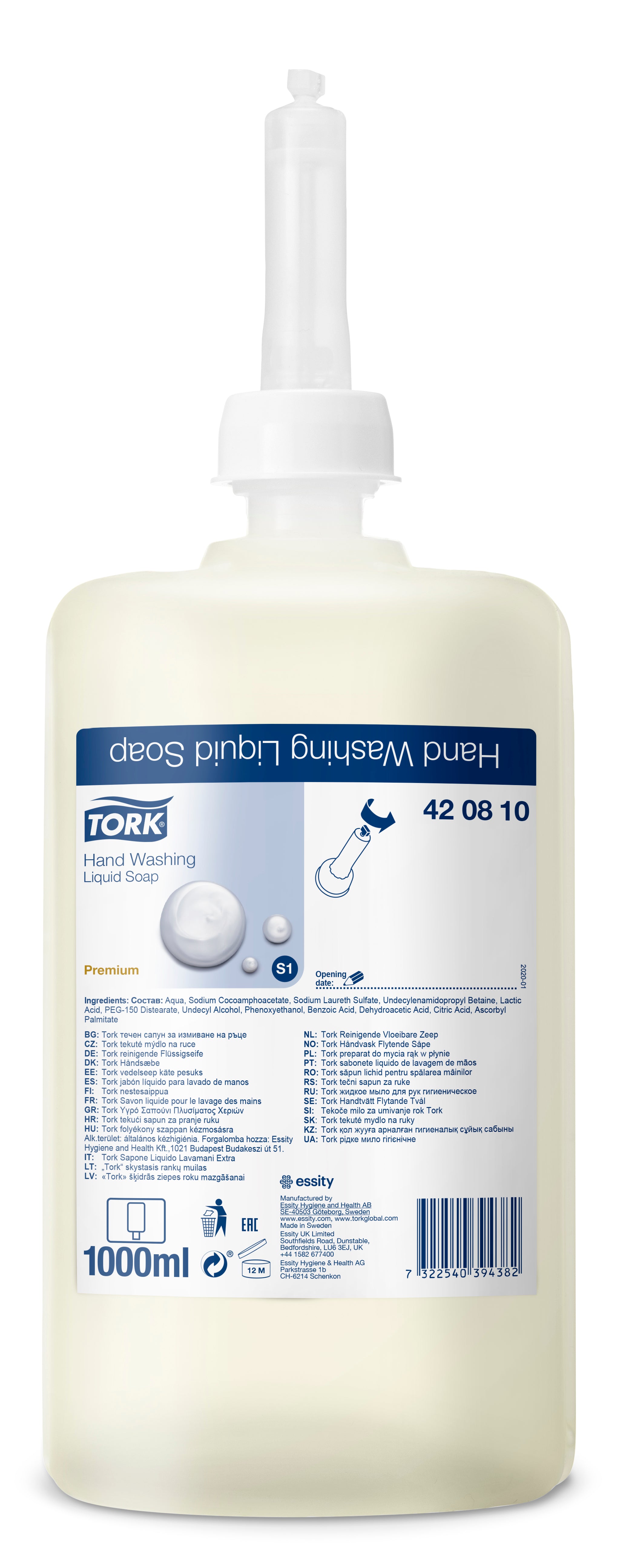 BODY TＯN I NG Jabón Extra Higiene Tork Elevation - 6 Unidades x 1000 Ml