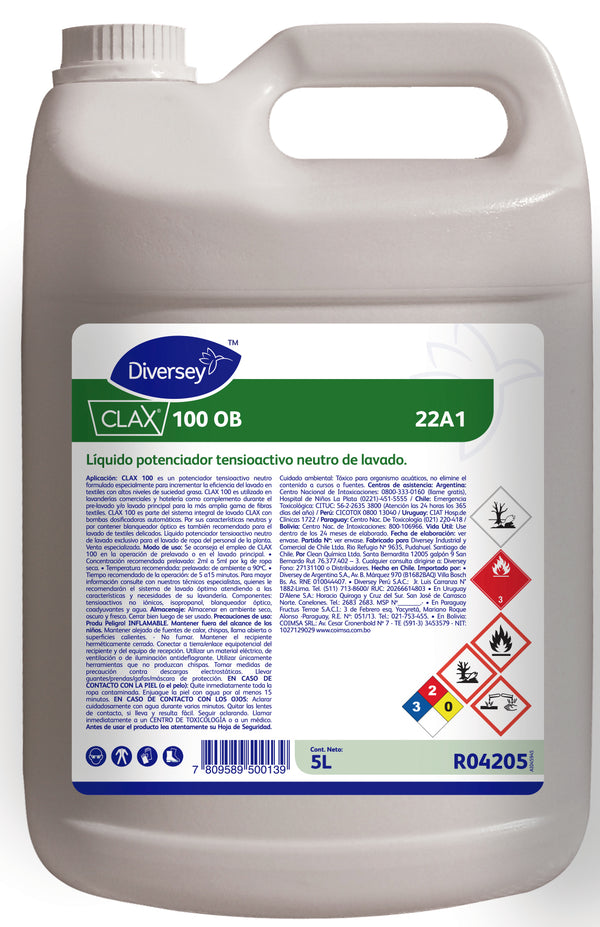 Clax 100 Ob Detergente De Ropas Premium - (5L)