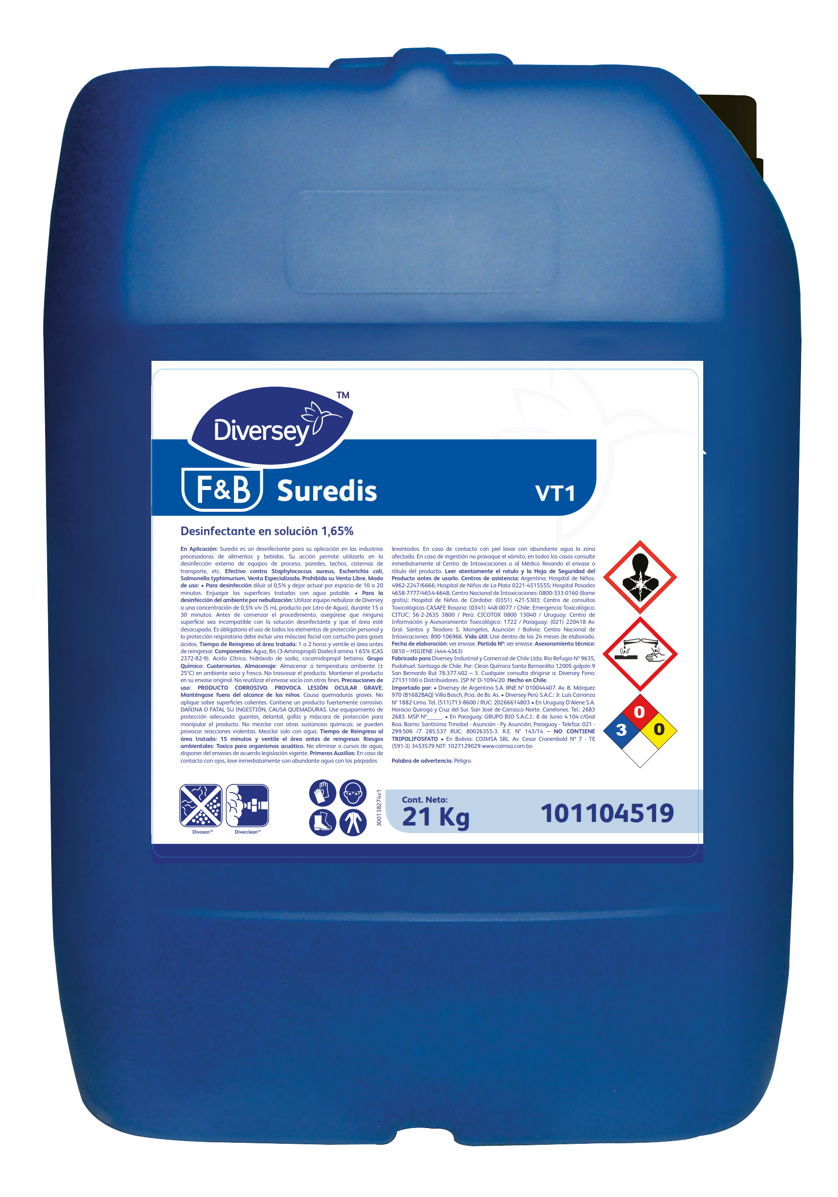 Suredis Disinfectant for open surfaces (21 Kg)| Chilean office