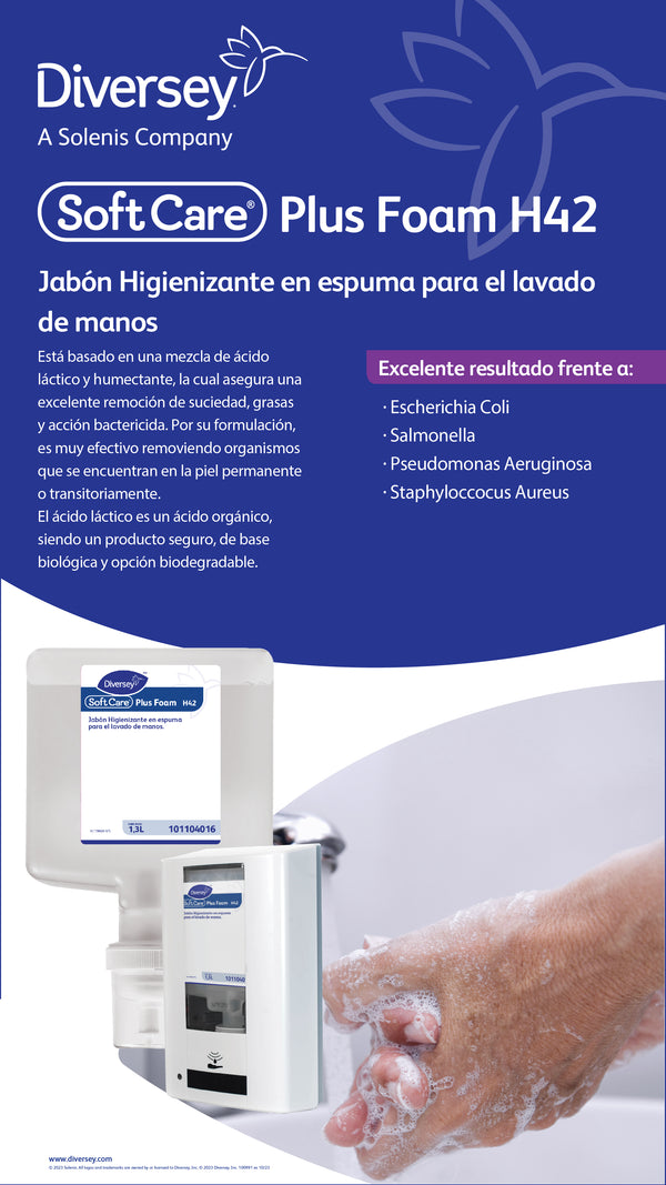 ¡Mantén tus manos protegidas con el jabón higienizante H42 de Diversey! Encuéntralo en AXAM