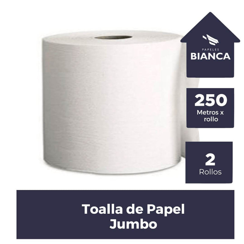Jumbo Universal White Paper Towel - (2 x 250m)