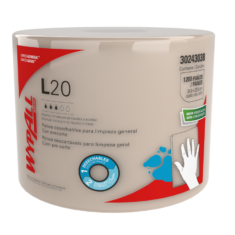 Paños Wypall L20 Bobina Jumbo desechable limpieza general - (2200 Hojas )