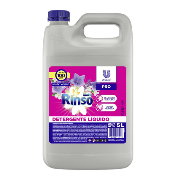 Detergente Líquido Rinso Jazmín y Violetas 5 L