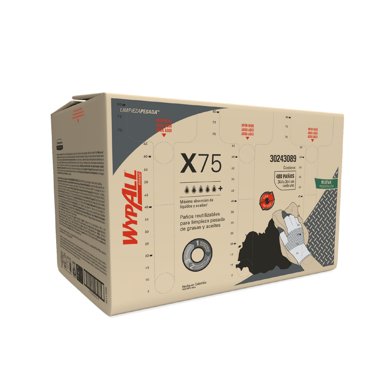 Wypall X75 Fuerzamax Industrial Prefolded Cloths - (Box of 480 Cloths) 