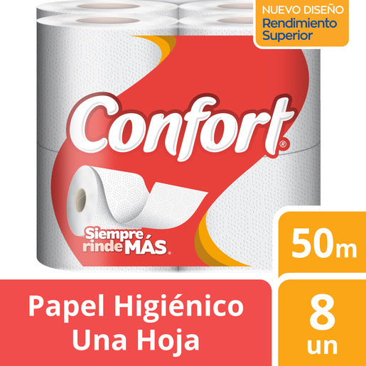 Papel Higiénico Softys Confort 50602 | 6 paquetes de 8 rollos de 50 metros (48 rollos por bulto)