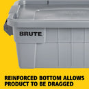 Caja BRUTE® Tote con Tapa Rubbermaid Commercial FG9S3000GRAY - 53 L Gris
