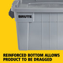 Caja BRUTE® Tote con Tapa Rubbermaid Commercial FG9S3100GRAY - 76 L Gris