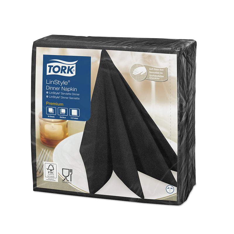 Tork Black Linstyle Premium Napkin - (12 Packs x 50 Sheets)