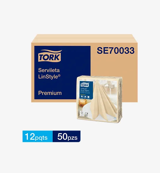 Servilleta Premium Linstyle Crema Tork - (12 Paquetes x 50 Hojas)