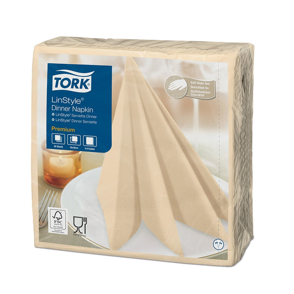 Servilleta Premium Linstyle Crema Tork - (12 Paquetes x 50 Hojas)