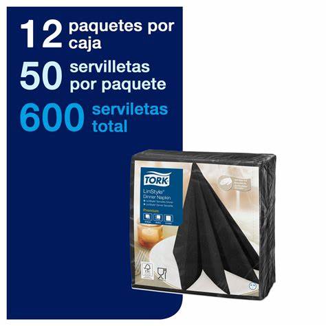 Tork Black Linstyle Premium Napkin - (12 Packs x 50 Sheets)