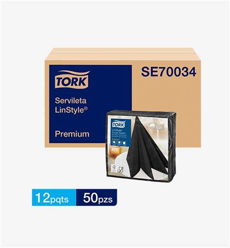 Servilleta Premium Linstyle Negro Tork - (12 Paquetes x 50 Hojas)