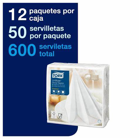 Tork White Linstyle Premium Napkin - (12 Packs x 50 Sheets)