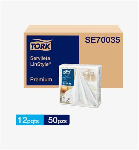 Tork White Linstyle Premium Napkin - (12 Packs x 50 Sheets)