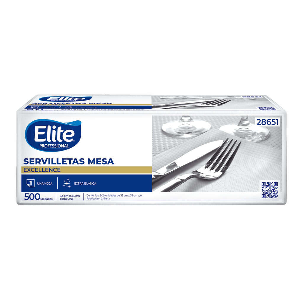 Elite Professional 28651 – Servilletas de Mesa Extra Blancas (9×500 unidades de 33x33 cm)