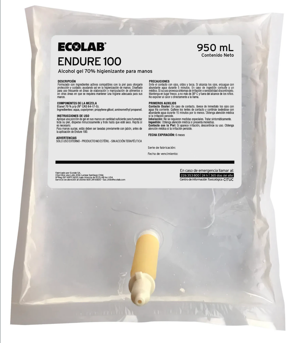 Endure 100® Gel de Alcohol al 70% de ECOLAB® - (5 x 950 ml)