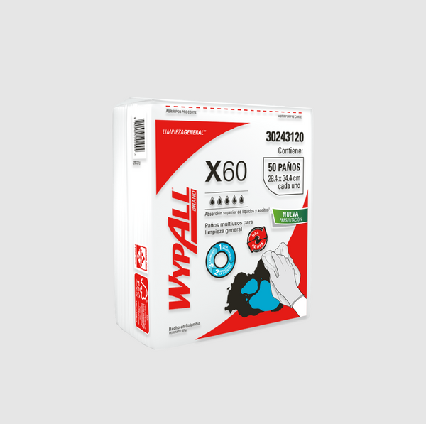 Paños Wypall X60 Multiuso Blanco - (24 packs de 50 paños)
