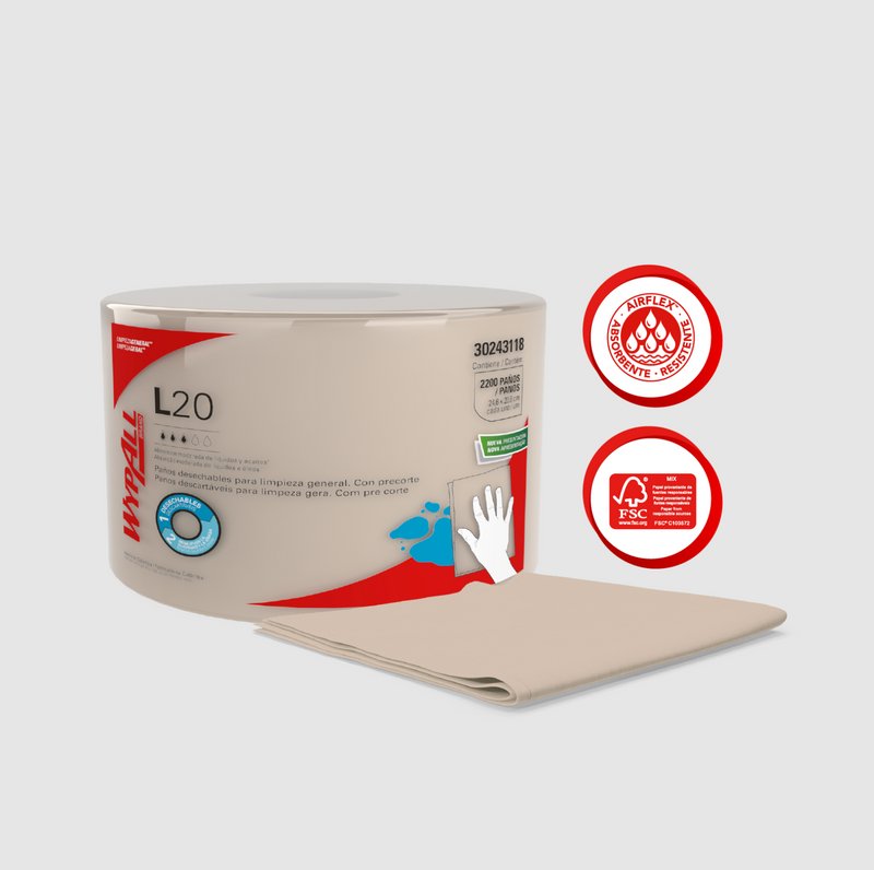 Paños Wypall L20 Bobina Jumbo desechable limpieza general - (1200 Hojas )