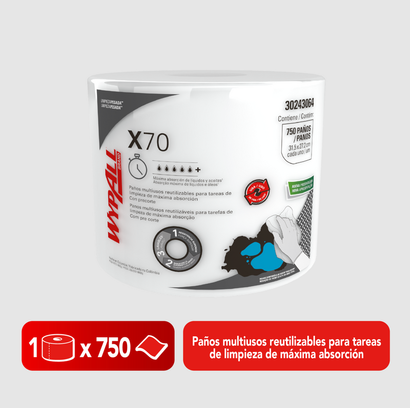 Paños Wypall x70 Jumbo - (Bobina de 750 Paños)