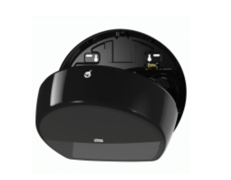Dispensador Tork Negro para Papel Higiénico en Bobina – Sistema T2, Plástico ABS, 34,5×27,5×13,2 cm, Smart Lock