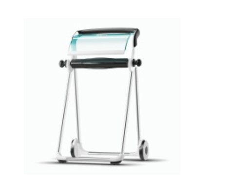 Soporte de Suelo Tork Blanco/Turquesa para Paño en Rollo – Sistema W1, 100,6×64,6×53 cm, Ruedas Traseras, Corte Fácil