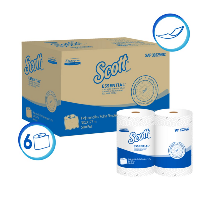 Toallas Scott Essential Airflex en Rollo  - ( 6 rollos de 177 metros )