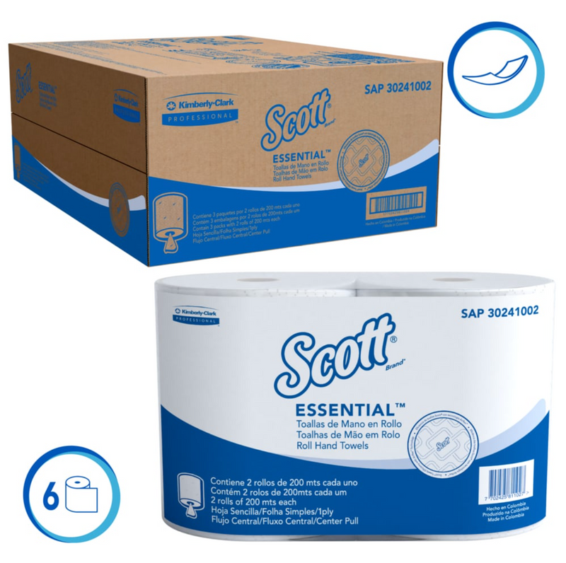 Toalla de Manos Scott® FLUJO CENTRAL™ - 6x200m