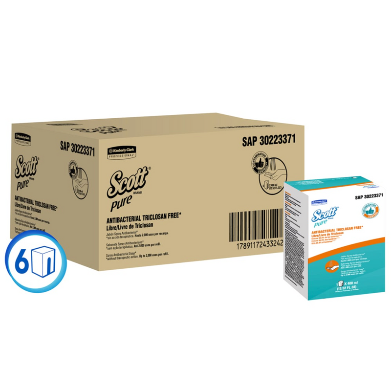 Jabón Spray Antibacterial Scott Pure - (6 Sachet de 400ml)