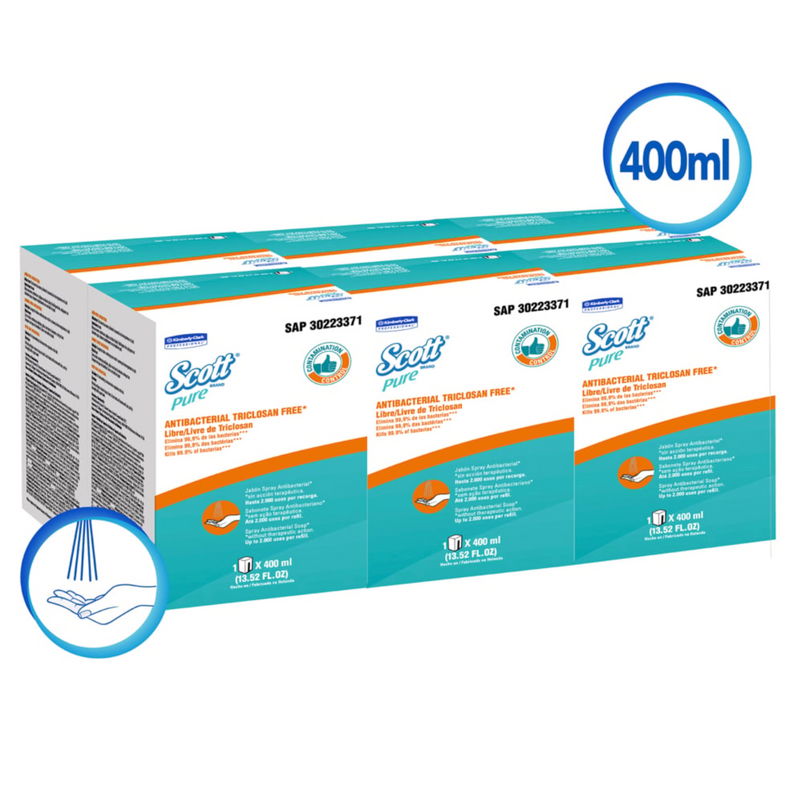 Jabón Spray Antibacterial Scott Pure - (6 Sachet de 400ml)