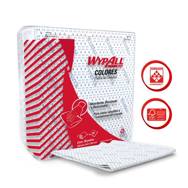 Wypall X50 Prefolded Wipes Blue - (8 packs of 50 wipes)