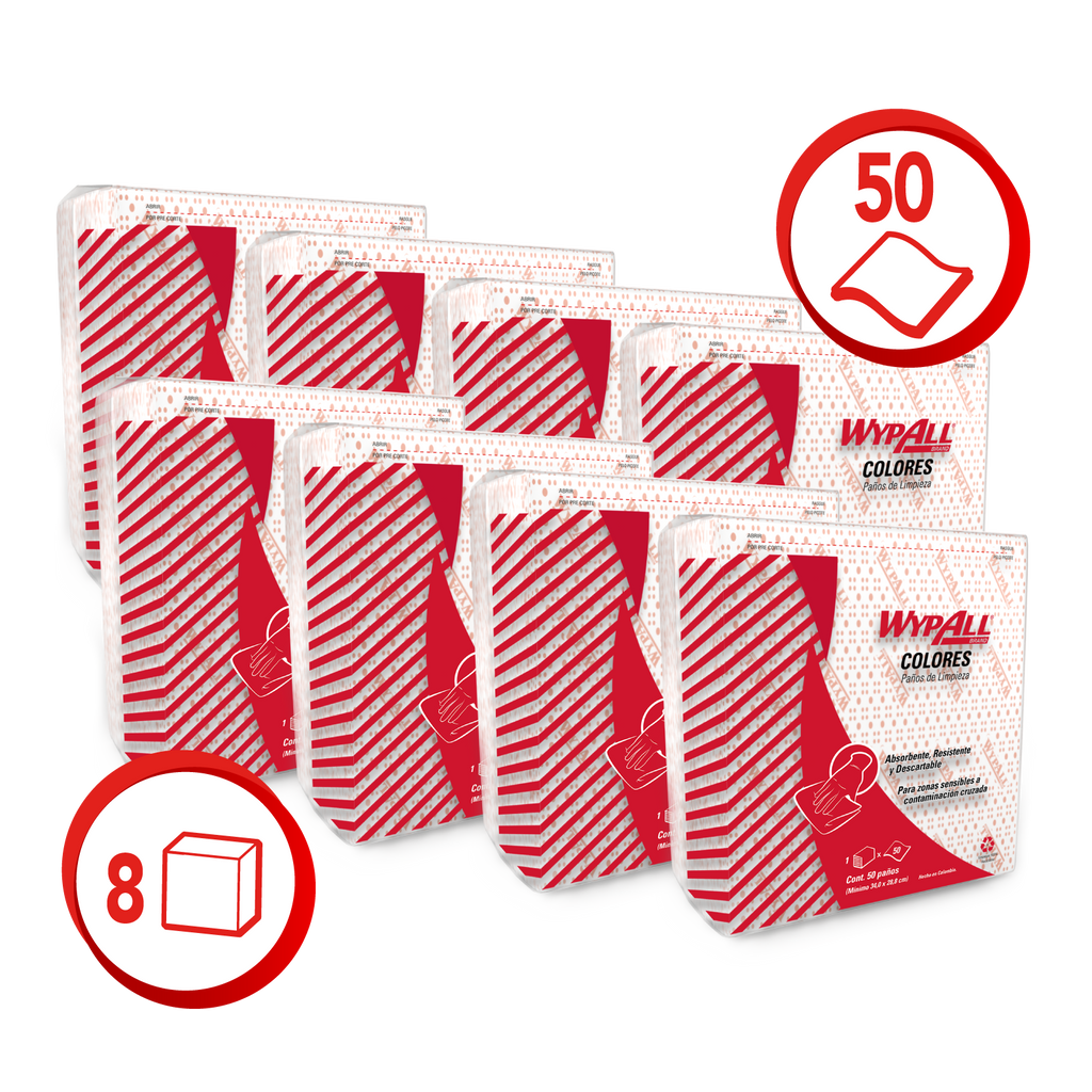 Paños Wypall X50 Predoblado Rojo