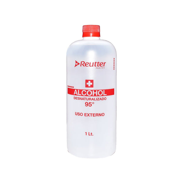 Alcohol Desnaturalizado 95° Reutter – Caja de 12 Botellas de 1 Litro, Desinfectante de Alta Pureza para Uso Externo