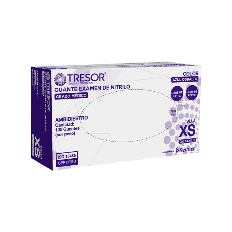 Blue Nitrile Glove Powder Free (100 Units) Tresor