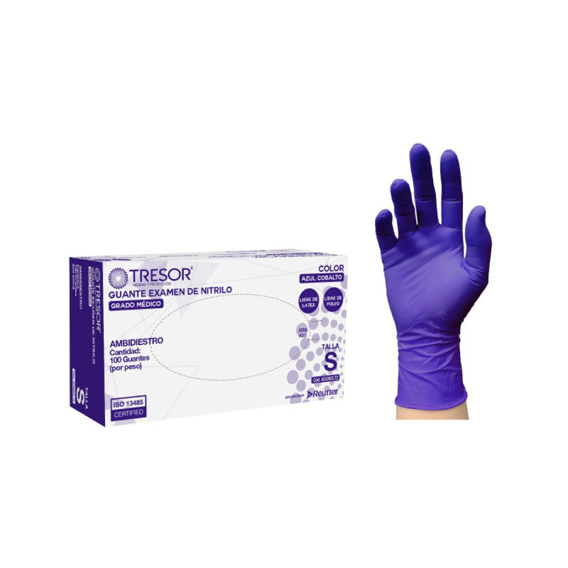 Blue Nitrile Glove Powder Free (100 Units) Tresor