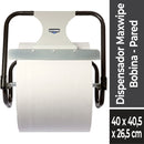 Dispensador metálico de pared color negro para bobinas industriales Maxwipe Elite Professional, código DISP82255
