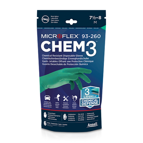 (PROXIMAMENTE) Guantes desechables MICROFLEX® 93-260 Verde resistentes a químicos - (25 par)