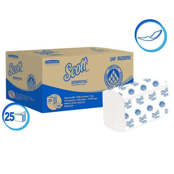 Scott Essential Airflex Single Sheet Interleaved Towels - (25 Units x150Hjs) 