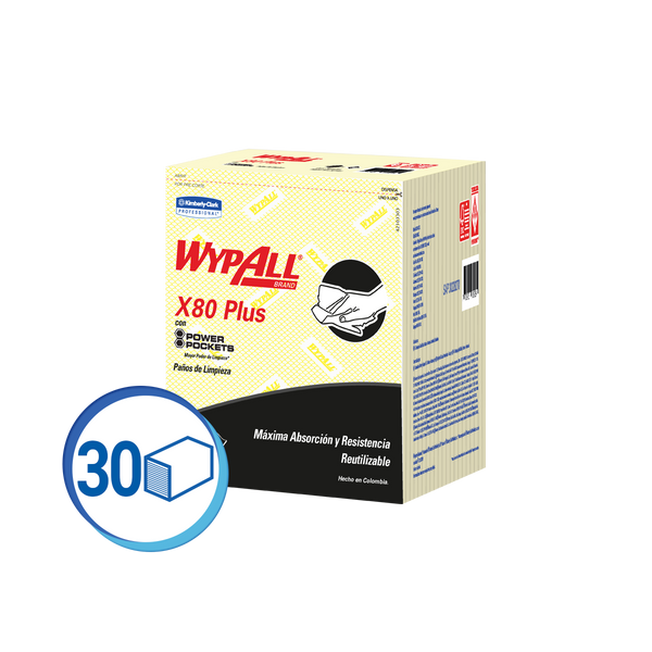 WYPALL X80 PLUS YELLOW CLOTHS - (30 CLOTHS)