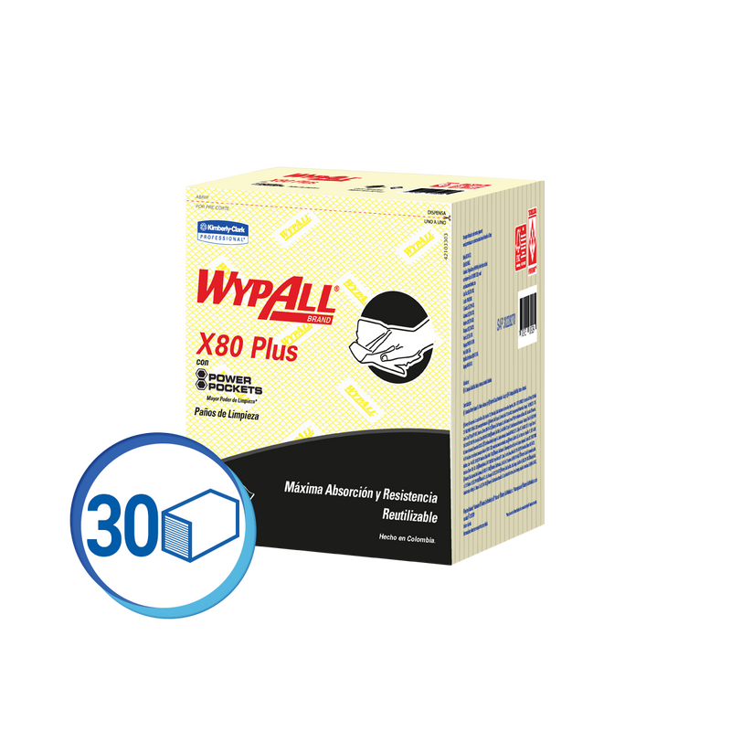 PAÑOS WYPALL X80 PLUS AMARILLO - (30 PAÑOS)