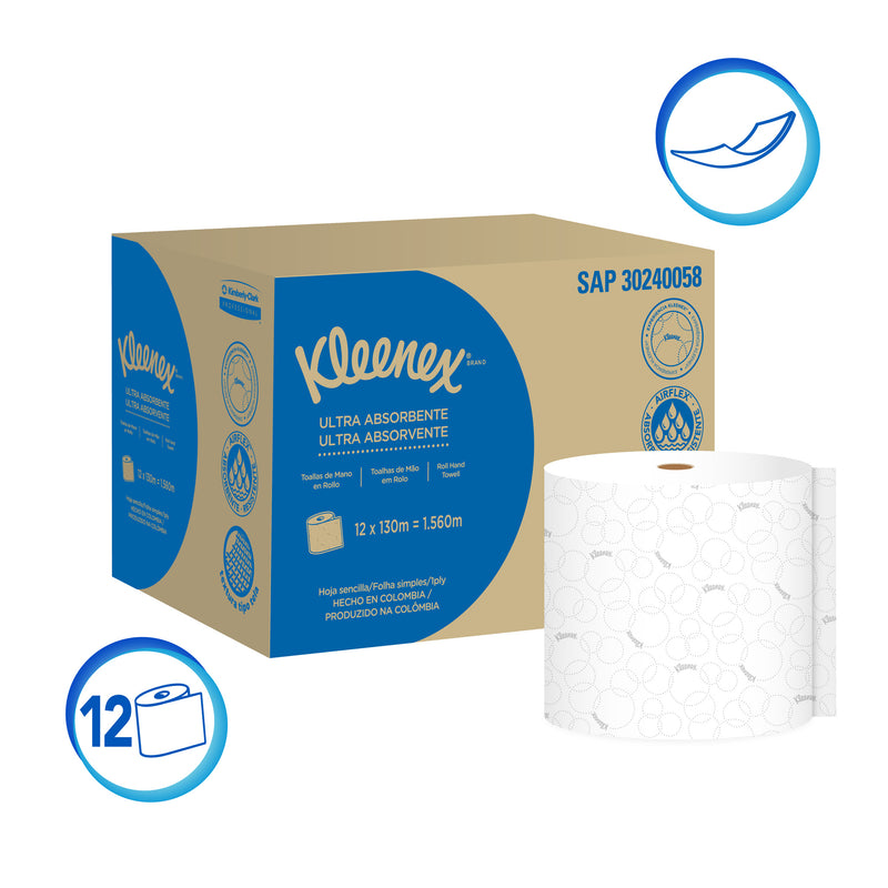 Kleenex Airflex Single Sheet Roll Towels - (12 Units x 130 Meters)