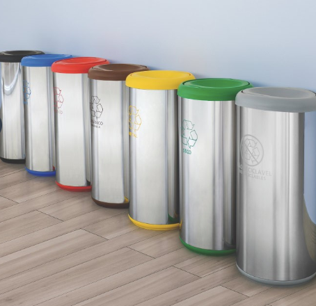 Green Stainless Steel Trash Can 40 Liters Recycling