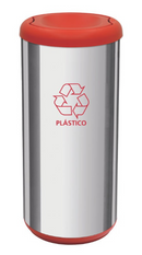 Basurero Acero Inoxidable Rojo 40 Litros Reciclaje