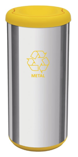 Yellow Stainless Steel Trash Can 40 Liters Recycling