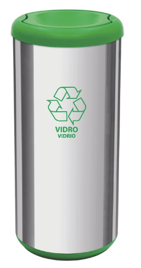 Green Stainless Steel Trash Can 40 Liters Recycling