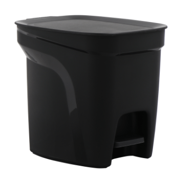 Garbage Bin Black Plastic Pedal Lid 7 Liters