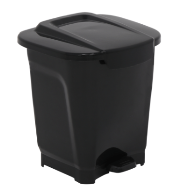 Black Plastic Trash Can with Pedal Lid 15 Liters