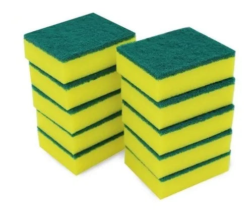 Pack Esponja con abrasivo verde/amarilla (10 Esponjas)